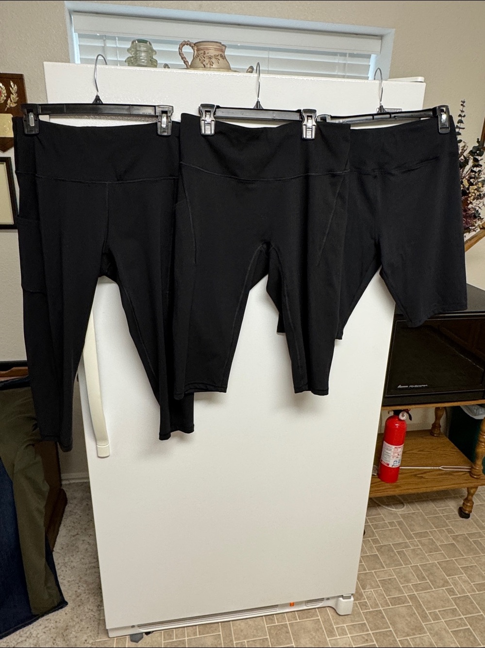 3 Iuga Women's Bundle Black Stretch Fit leggings, mid-calf, knee, & shorts